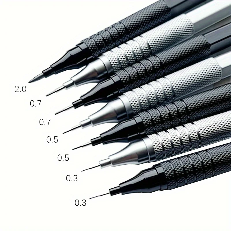 Low Center of Gravity Metal Mechanical Pencil Set 0.3-2.0mm Lead Refill Automatic Pencil Art Sketch Painting Writing Stationery 2