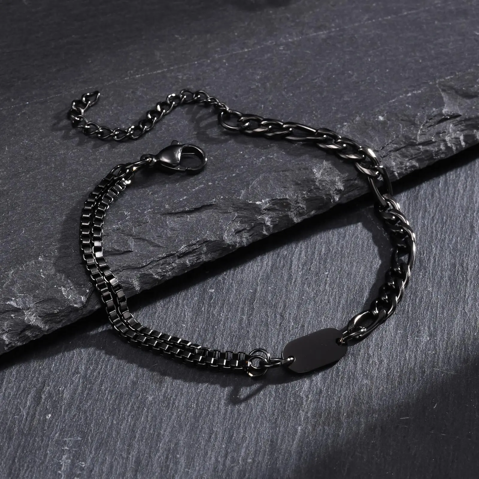 Initials Bracelets Alphabet A-Z 26 Letter Stainless Steel Chain Link Wristband For Men Women Couple