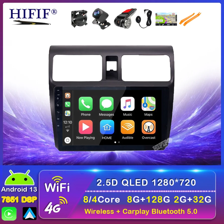 

Автомагнитола 2 din, 4 Гб + 64 ГБ, Android 13 DSP, мультимедийный плеер Carplay для Suzuki Swift 2003-2010 2007, GPS-навигация, DVD