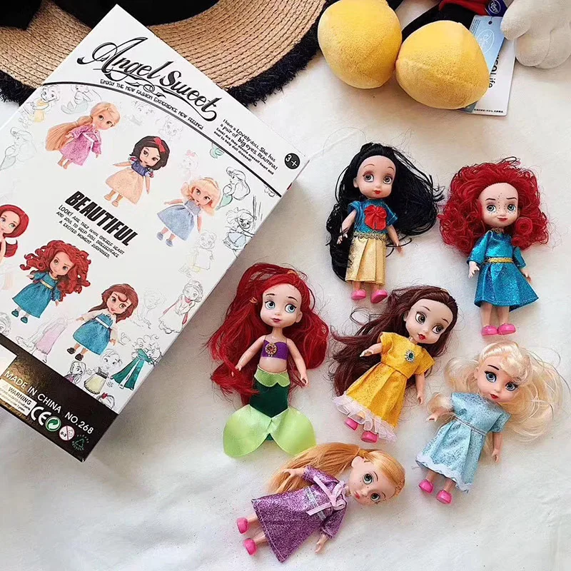 6 Pz/Set Disney Princess Frozen 2 Anna Elsa Action Figures Biancaneve Sirenetta Belle Model Collection Doll Cute Toy Gift