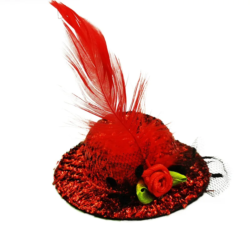 Chicken Hats For Hens Feather Top Hat With Adjustable Elastic Chin Strap Mini Hat Chicken Helmets Accessories Rooster Duck 4