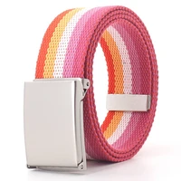 Ceinture rayée arc-en-ciel unisexe, 3.8cm x 120cm, Design de marque de luxe, ceinture Slim de haute qualité, mode Jeans décontractés, accessoires pour robe 2