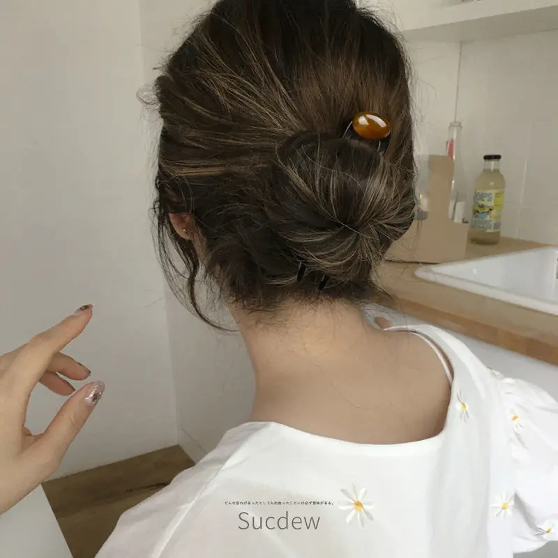 U-Shaped Hairpin with Stone Women Hairpin Hair Tools