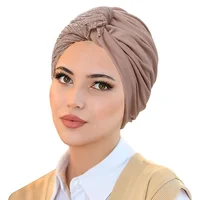 KepaHoo Solid Color Women Muslim Hijab Caps Wrap Head Indian Turban Bonnet Fashion Headdress Islamic Clothing Accessories 1