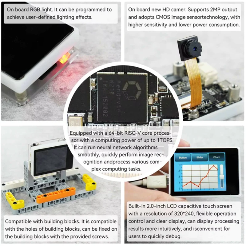 K210 Visual Recognition Module With 2MP Camera OV2640 And 2.0-Inch LCD Capacitive Touch Screen For DIY Robot Car Kit development board