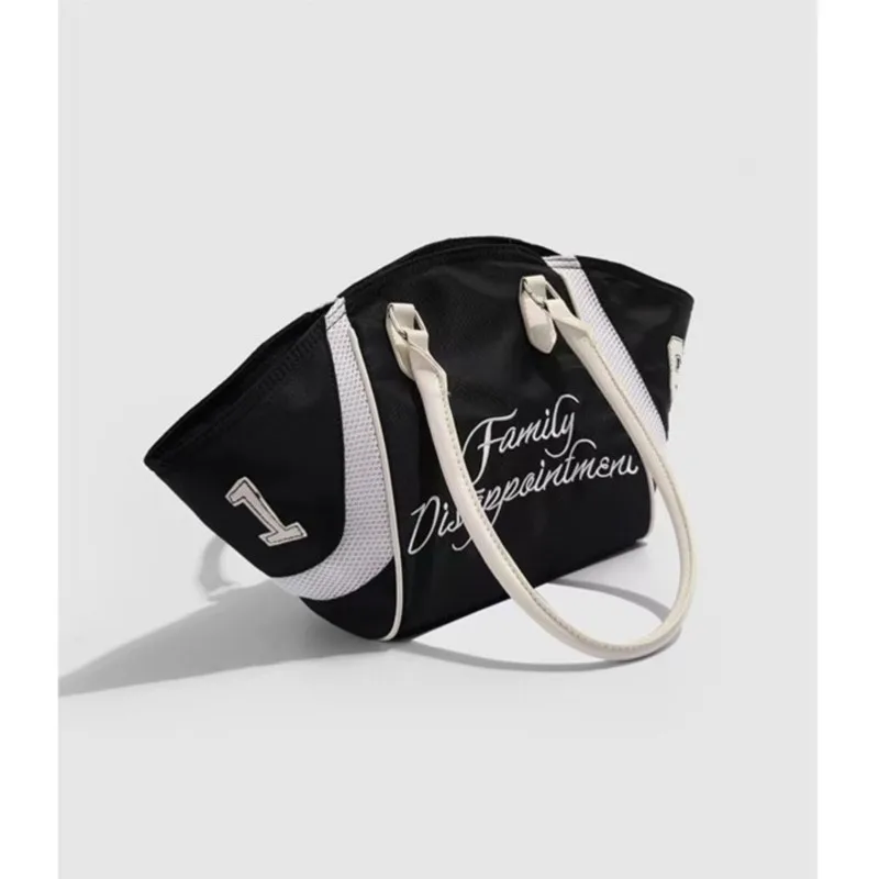 JIAERDI Sports Nylon Black Tote Bag Wallets Women Versatile Letter Casual Y2k Handbag Ladies Large Capacity Underarm Bag 2025