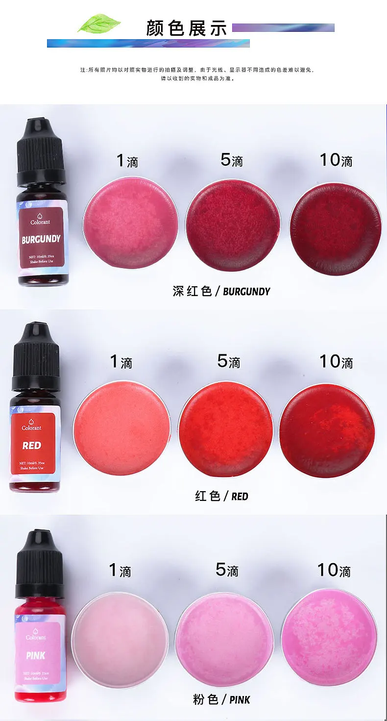 Description Picture 2 of item24 Colors Resin Pigment Liquid Colorant 10ml DIY Candle Coloring Dye Epoxy Mold Craft Pigment Candle Soap Colorant