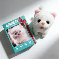 Jouet chat électrique qui marche et qui miaule - Animal en peluche réaliste qui court, cadeau mignon 2026 pour enfants, jouets électroniques pour bébés 2