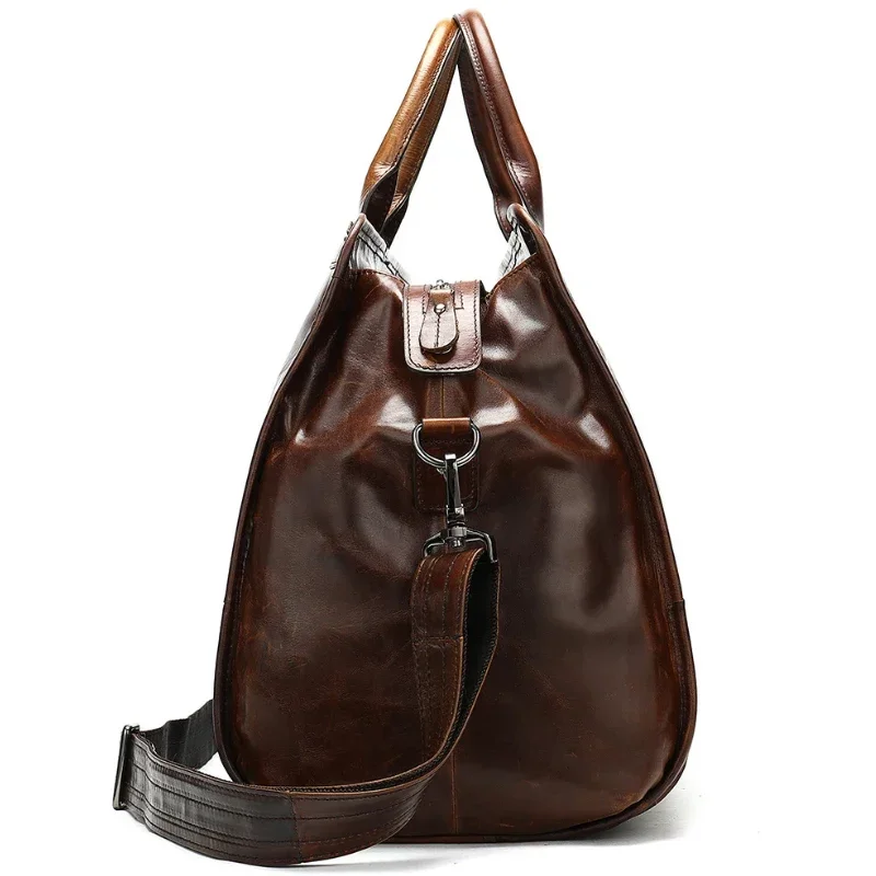 Brown Leather Travel Bag for Men and Women
