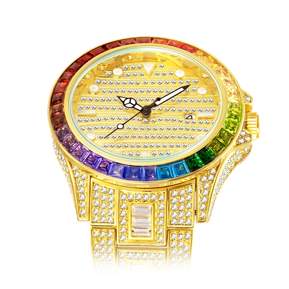 Full AAA Iced Out Diamond Watch for Men Fashion Quartz Mens Watches Waterproof Hip Hop Male Clock Reloj Hombre Relogio Masculino