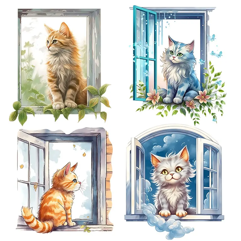 M726 Wall Sticker The Cat is in The Window Kids Room Bedroom Home Decoration Wallpaper Background Decor Cute Animal Stickers