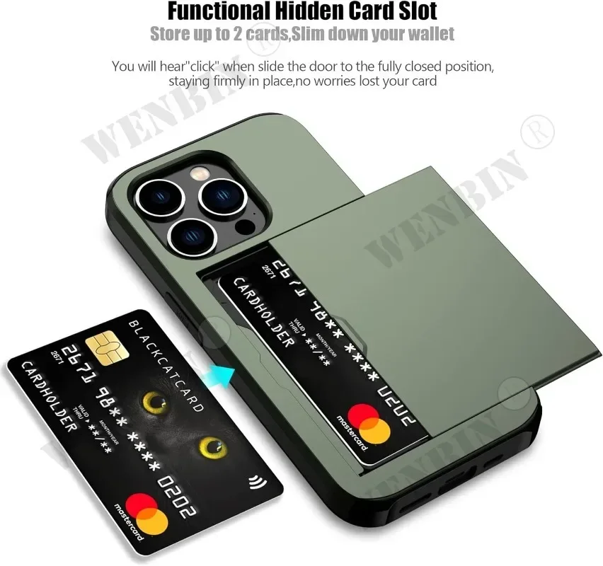 Heavy Duty Protective Dual Layer Phone Case with Hidden Card Slot and Slim Wallet Holder