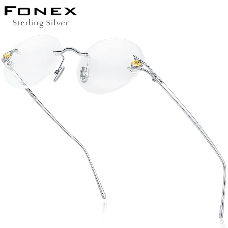 

FONEX Sterling Silver S925 Rimless Glasses Men 2022 New Prescription Eyeglasses Frameless Optical Frame Spectacles Eyewear FS002