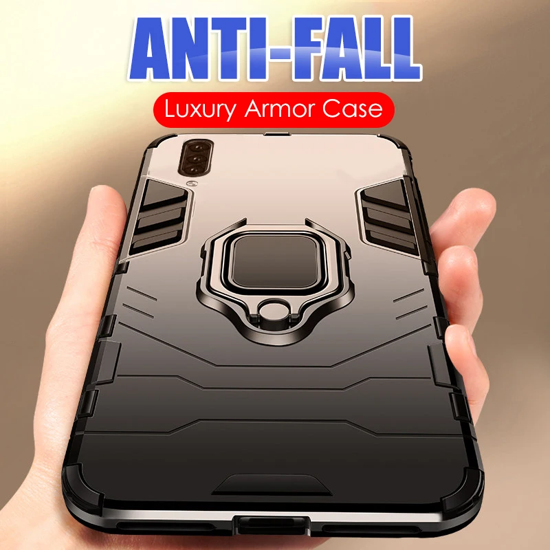 Luxury Metal Magnetic Ring Shockproof Phone Case - Armor Bumper Back Cover