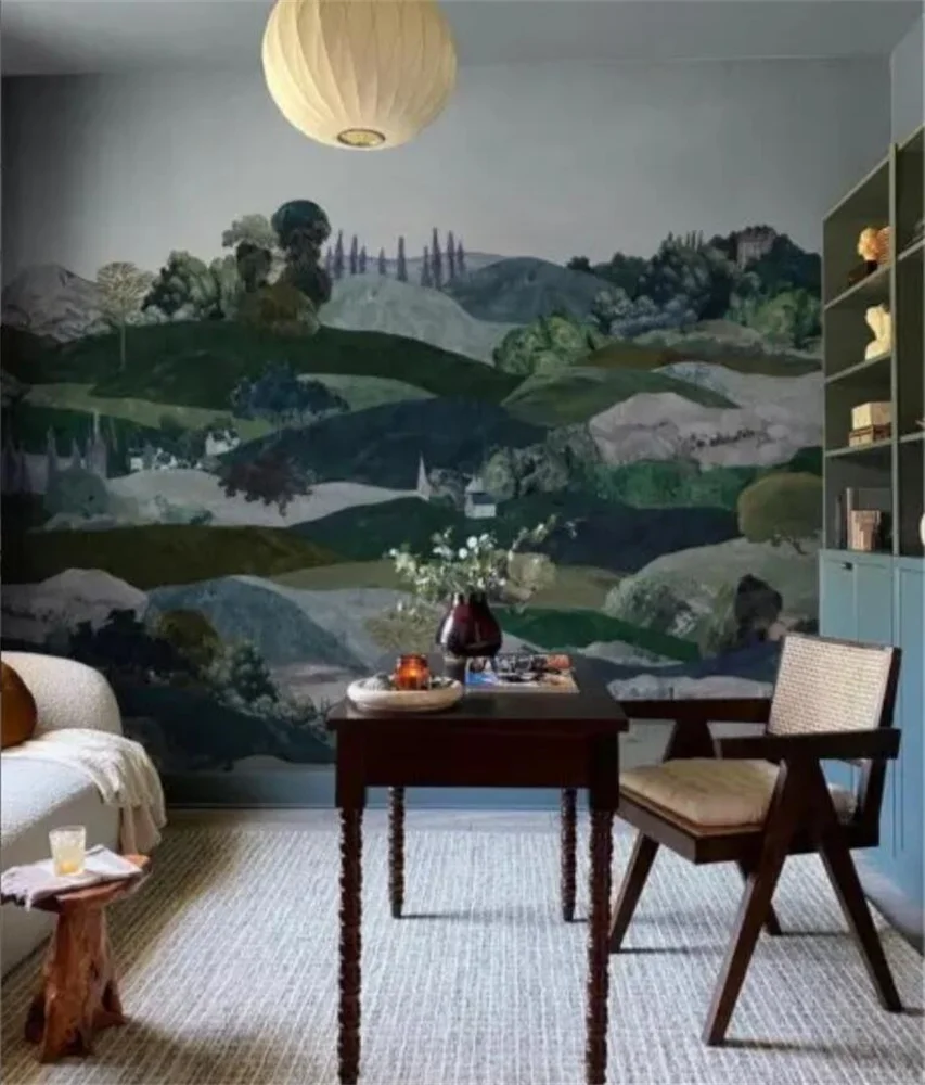 Papel de Parede Personalizado Floresta Animal para Decoração Adesivos de Parede tv Fundo Paisagem Moderna Mural para Sala de Estar Floresta Alce
