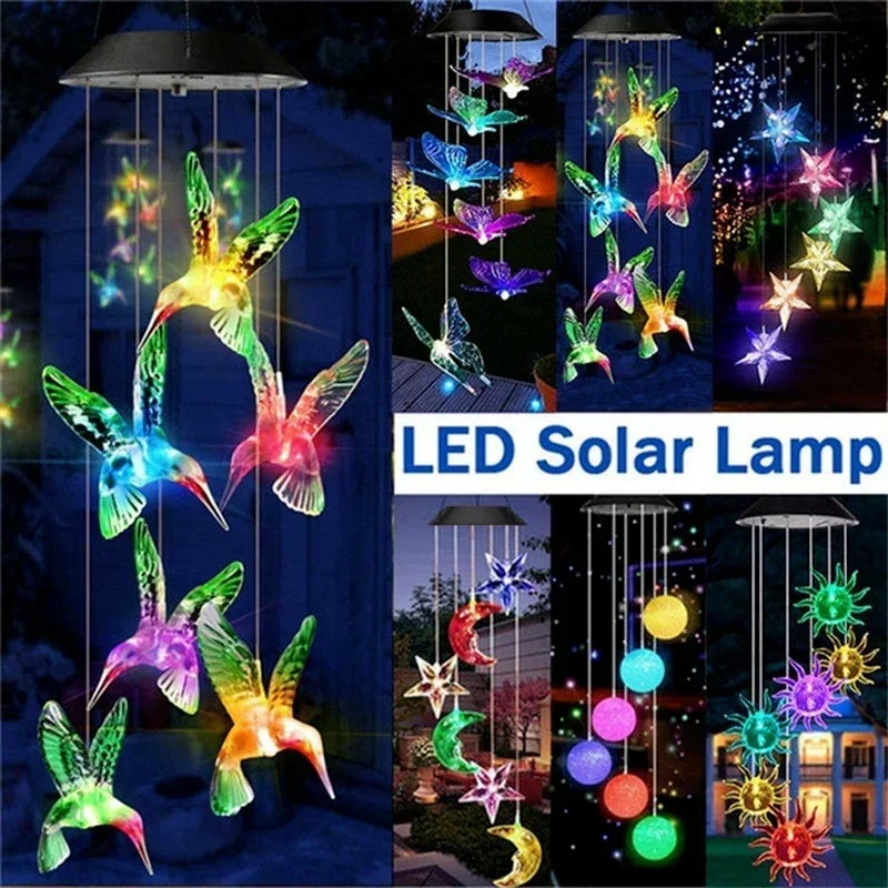 Garden Solar Colored Lights Environmentally Friendly LED Crystal Wind Chime Decoration Holiday Waterproof & Color Changing Decor solar garden light