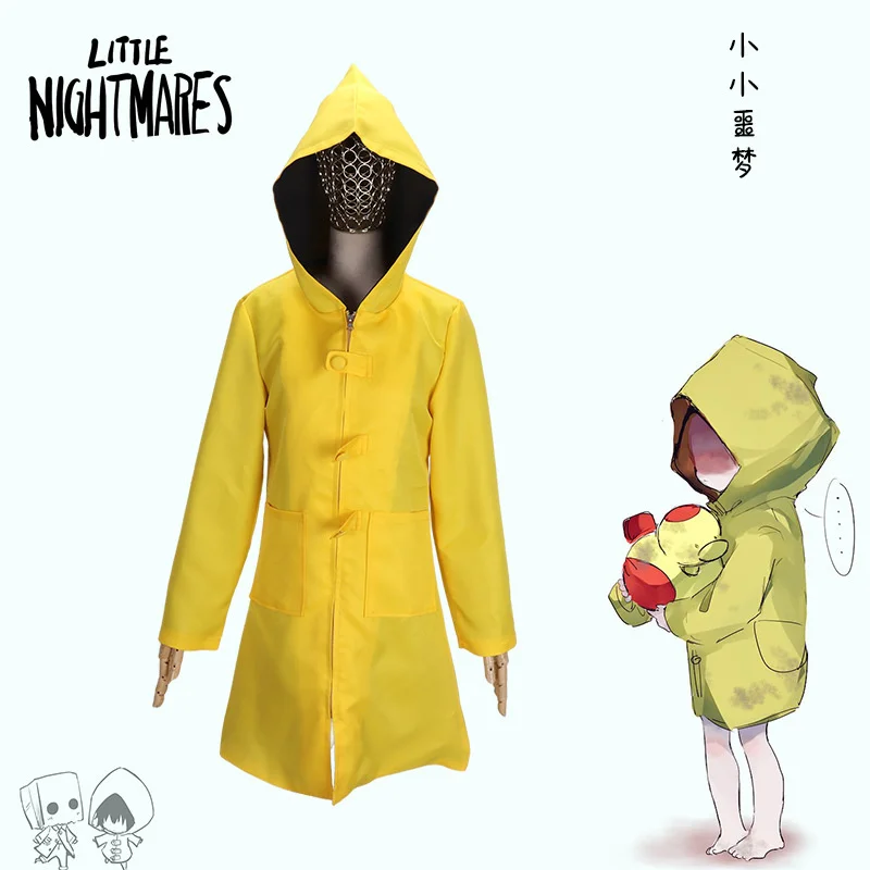 

Anime Little Nightmares 2 Mono Six Cosplay Costume Hungry Kid Little Six Yellow Long Jacket Coat Halloween Costume Suit Raincoat