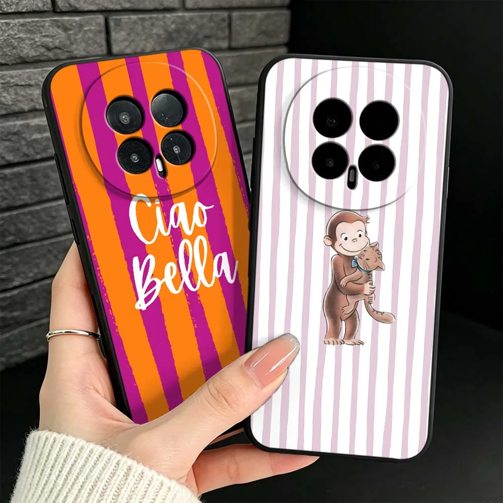 Orange Striped Minimalist Black Soft Cover Phone Case