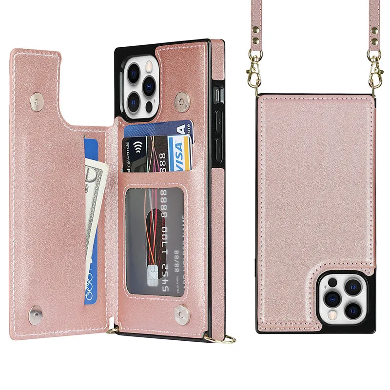 

Leather Case for iPhone 14 13 12 11 Pro Max Plus Crossbody Wallet Zipper Phone Case with Lanyard XSMAX XR 7P 8P Protective Cover