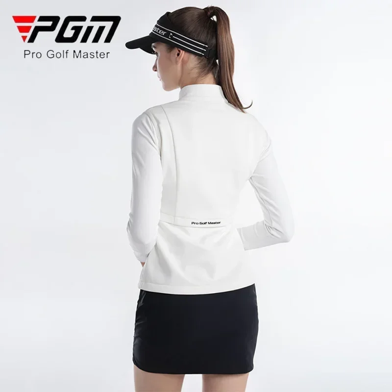 PGM Stand Collar Sleeveless Golf Jackets Women Windproof Golf Vest Ladies Warm Slim Sports Waistcoats Autumn Casual Coat
