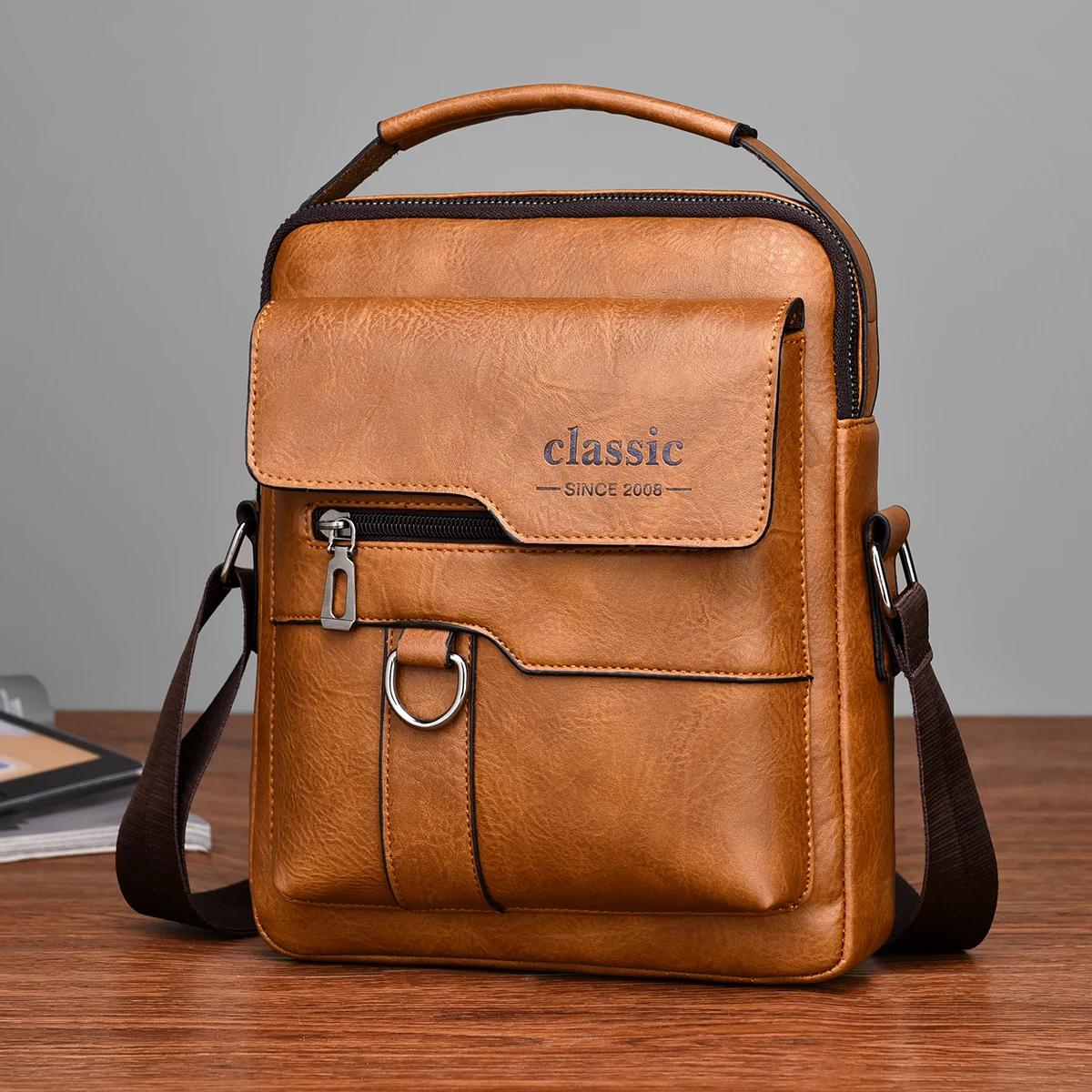 2024 New Vintage Men Crossbody Bag Leather Shoulder Bag For