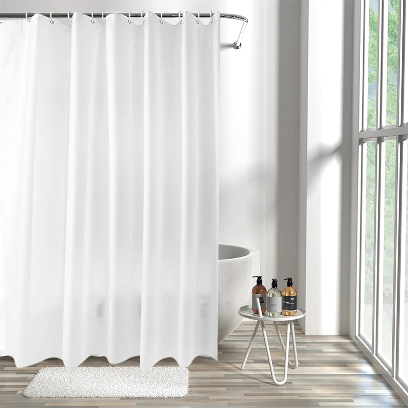 PureWhitePolyesterWaterproofMildewProofShowerCurtainBathroom