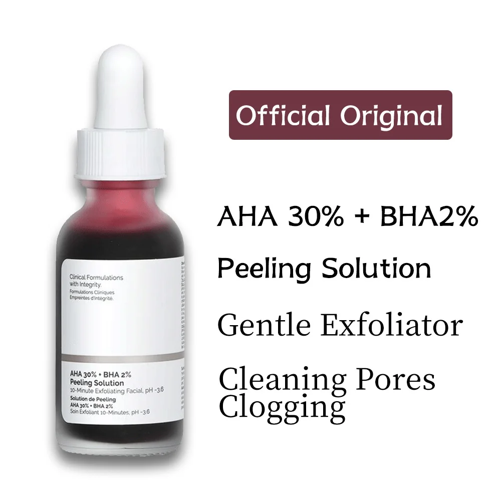 

Original AHA 30% BHA 2% Peeling Solution Serum 30ml Gentle Exfoliator Cleaning Pores Clogging Improve Pigmentation Brightening