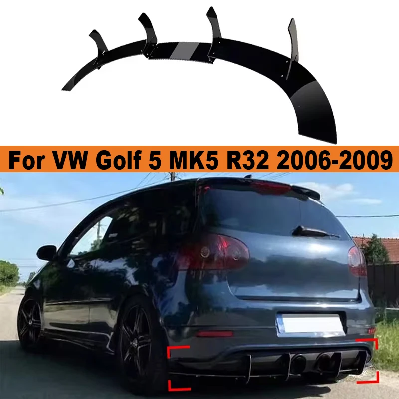 Rear Bumper Lip Diffuser Spoiler Splitter Protector Car Styling For VW Golf 5 MK5 R32 2006-2009 Auto Accessories Decoration