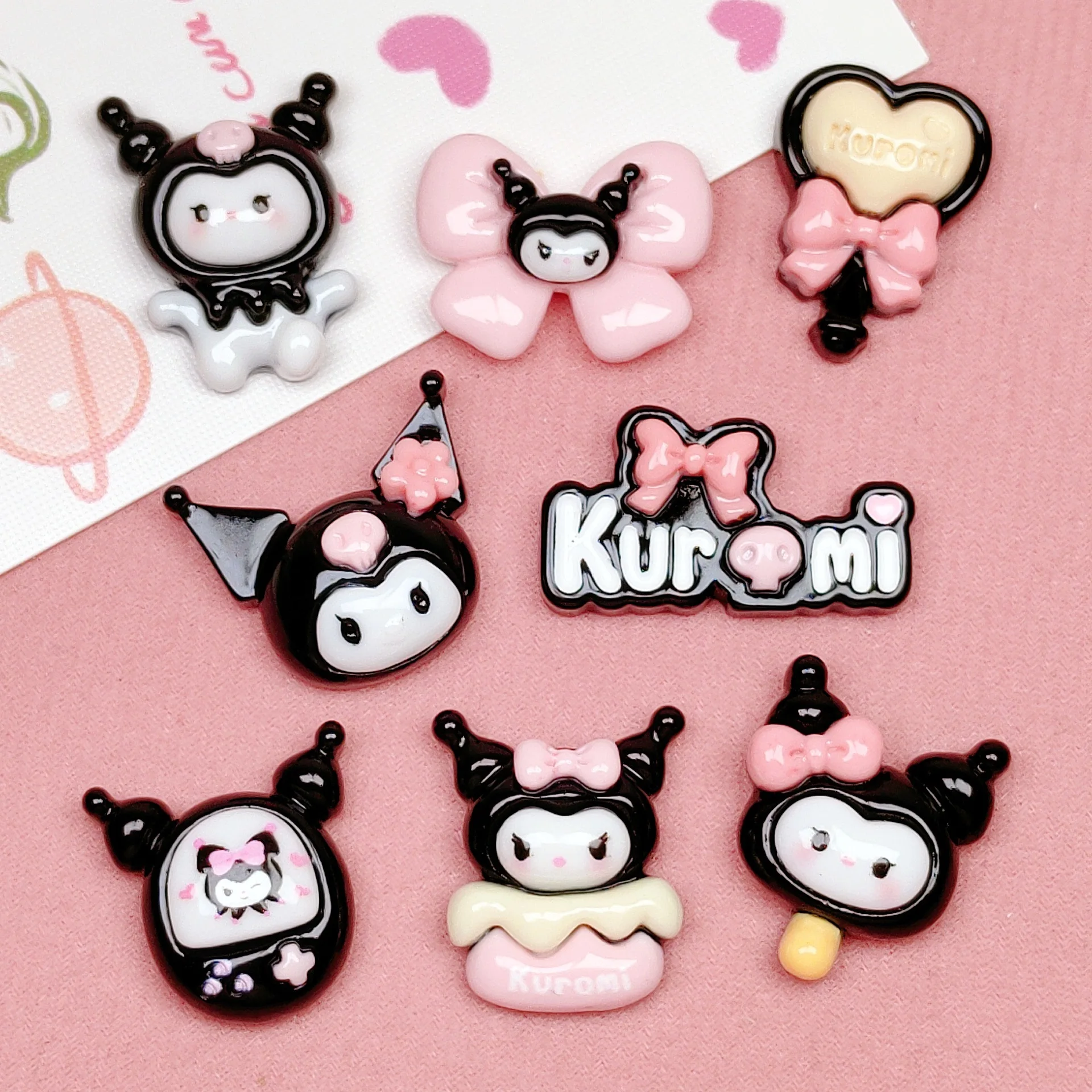 

5 шт., милые Мультяшные полимерные принадлежности sanrio kuromi с плоской задней стороной, аксессуары из полимера «сделай сам», материалы для рукоделия, украшение для скрапбукинга