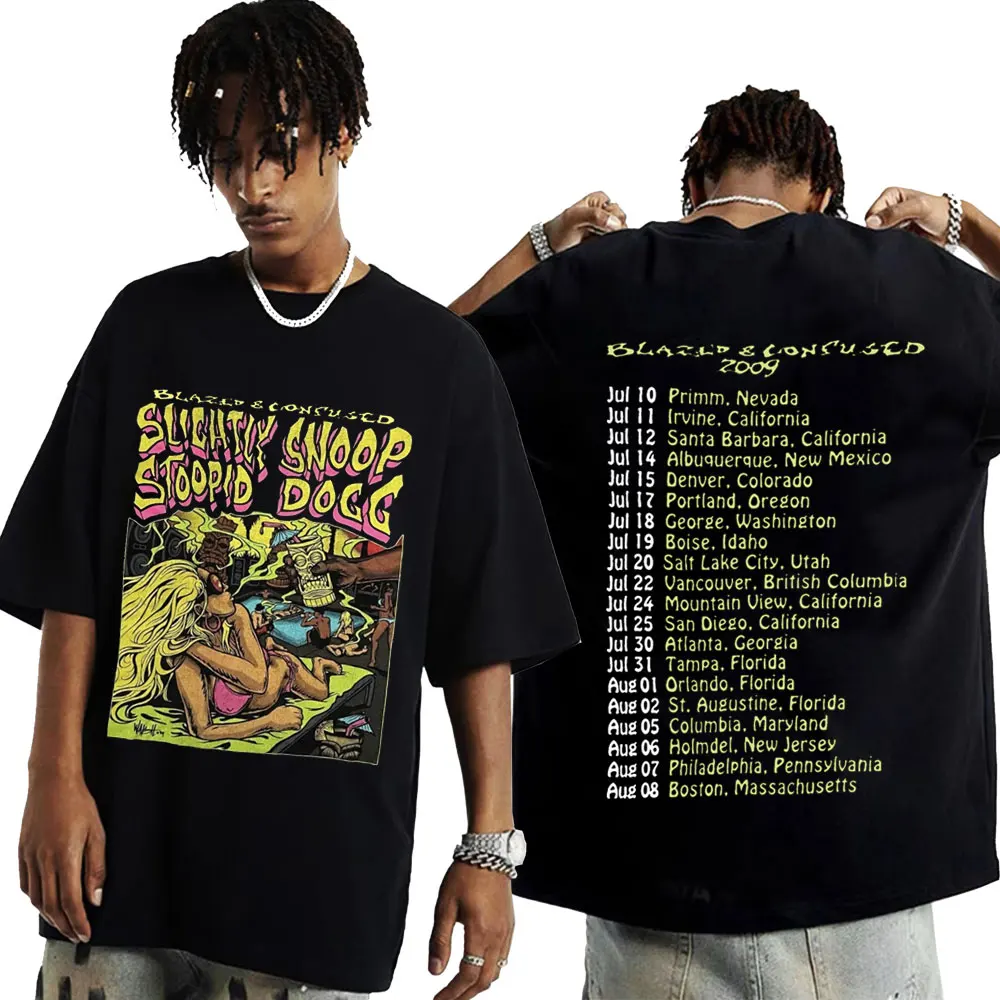 Snoop Dogg Leggermente Stoopid Tour Maglietta Del 2009 Blazed And Confused Tour Rap T Shirt Uomo Donna Moda Hip Hop Style Streetwear