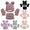 Imitation Cashmere Winter Baby Hat Gloves Scarf Set Fleece Warmer Scarves Thick Knitting Hats Boy Girl Cute Pompom Kids Beanie 1