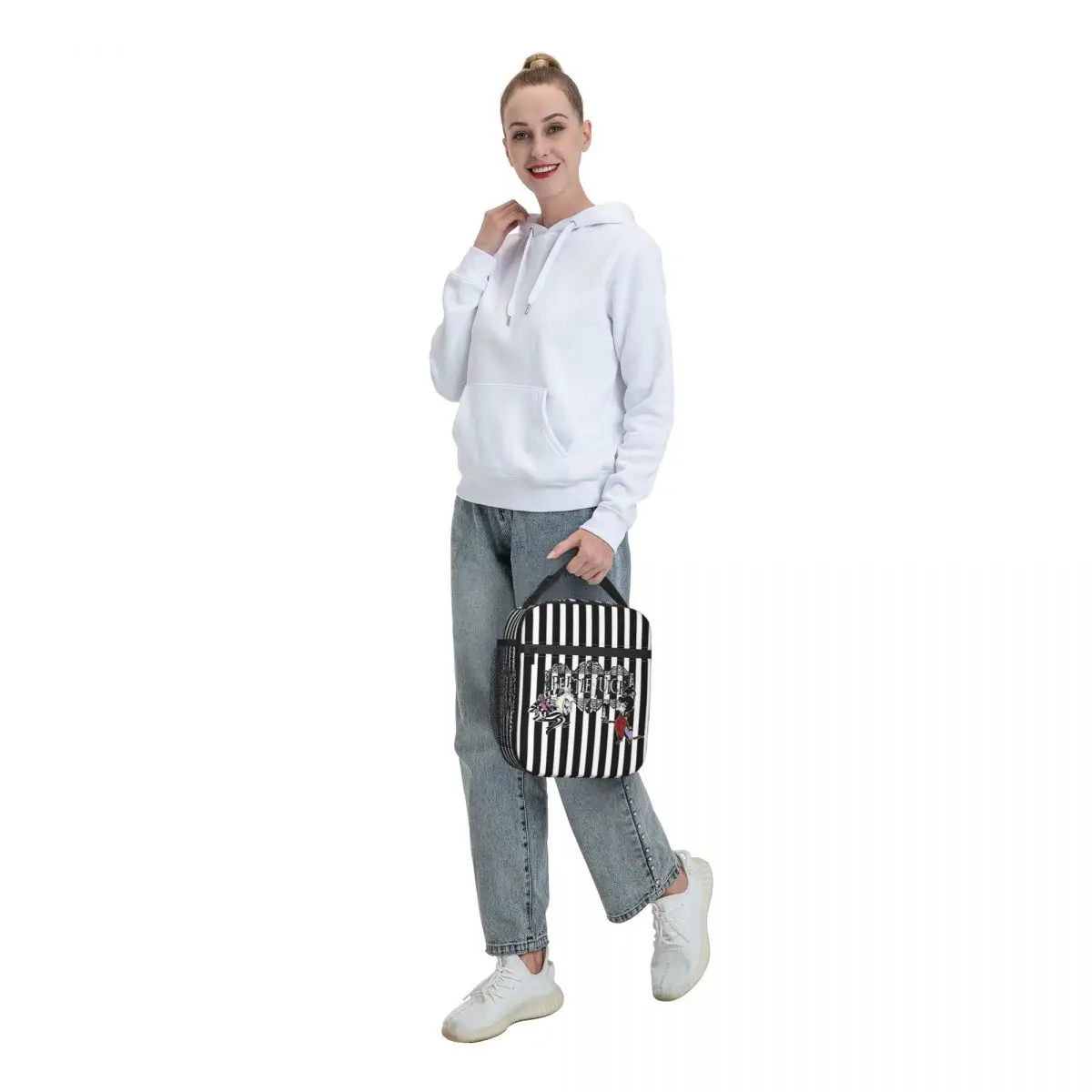 Movie Beetlejuice And Lydia Insulated Lunch Bag for Outdoor Picnic Cartoon Tim Burton Horror Film Thermal Cooler Lunch Box Kids