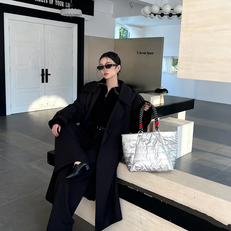 High Quality Winter Large Capacity Tote Fashion Feather Padded Handbag Women Underarm Bag Quilted Solid Color Shoulder Bag