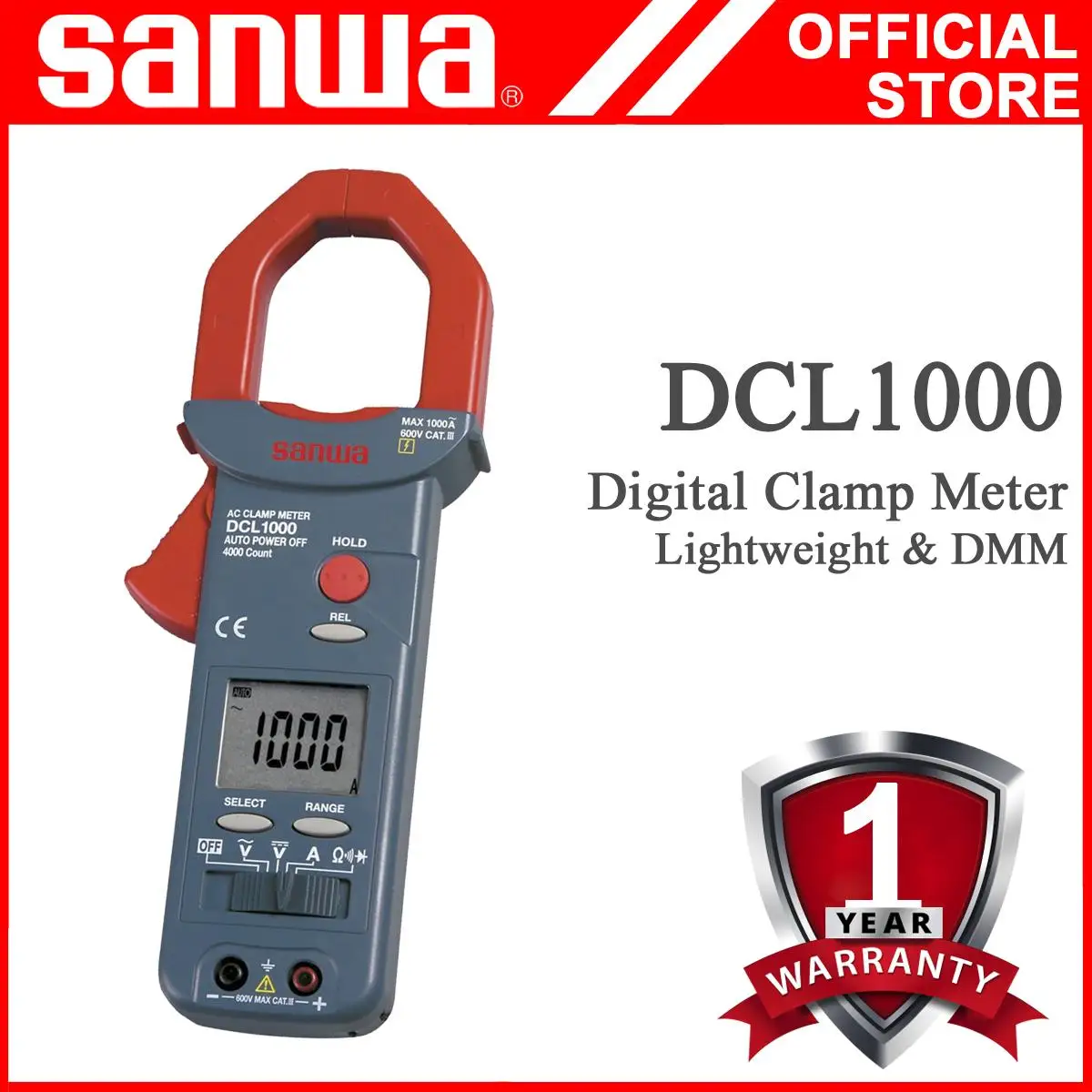 Sanwa DCL1000 digital clamp meter; 1000A AC digital ammeter, Lower cost