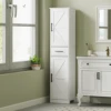 Homcom 67" Tall Bathroom Storage Cabinet with Drawer, Farmhouse Narrow Bathroom Cabinet with Barn Doors, White 2
