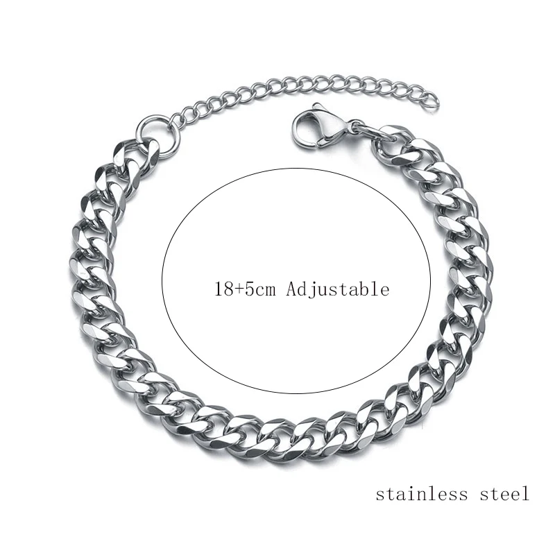 Cuban Chain Bracelet For Men Punk Link Bangle