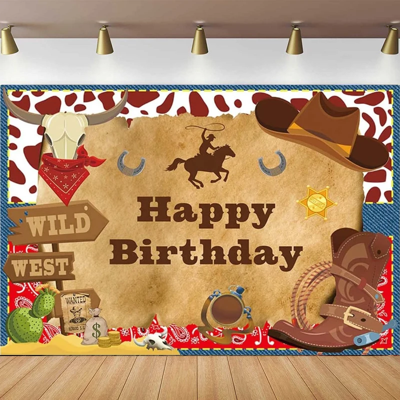 Sfondo Fotografico Rustico West Rodeo Cowboy Sfondo Poster Boy Birthday Party Decoration Banner Photo Studio Puntelli