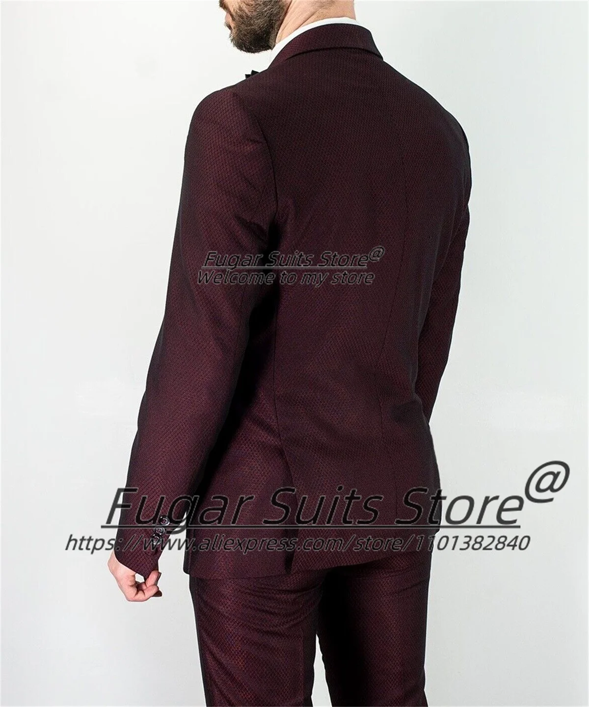Wine Red Elegant Men Suits Custom Slim Fit Notched Lapel Groom Formal Tuxedos 2 PCS Sets High Qublity Male Blazer Costume Homme