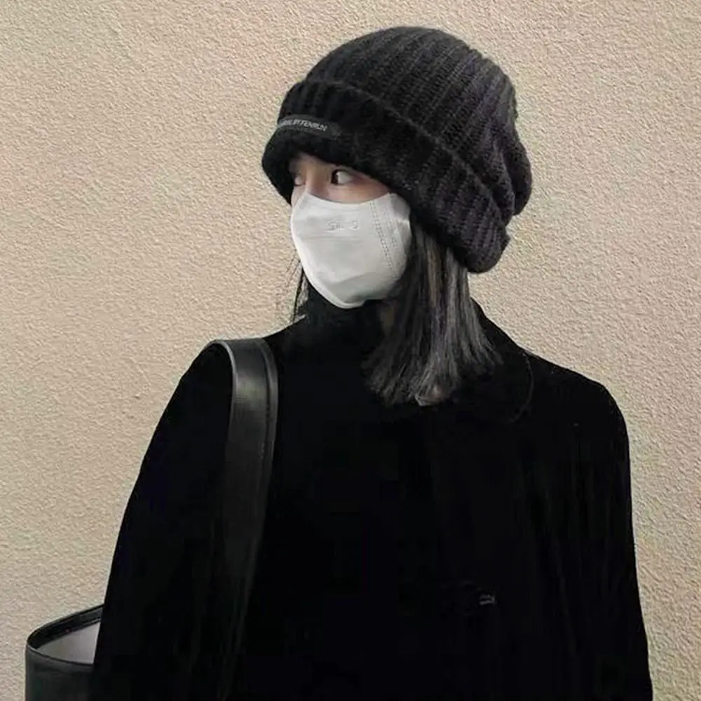 Winter Warm Knitted Cap Casual Solid Color Beanies Windproof Warm Hat Women's Fashion Ear Warmer Cap Hip-hop Bonnet