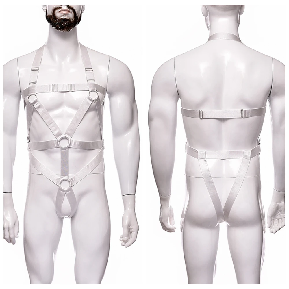 Mens Bodysuit Harness Belt Lingerie Body Chest Elastic Halter Jockstrap Nightclub Stage Performance Pole Dancing Body Cage
