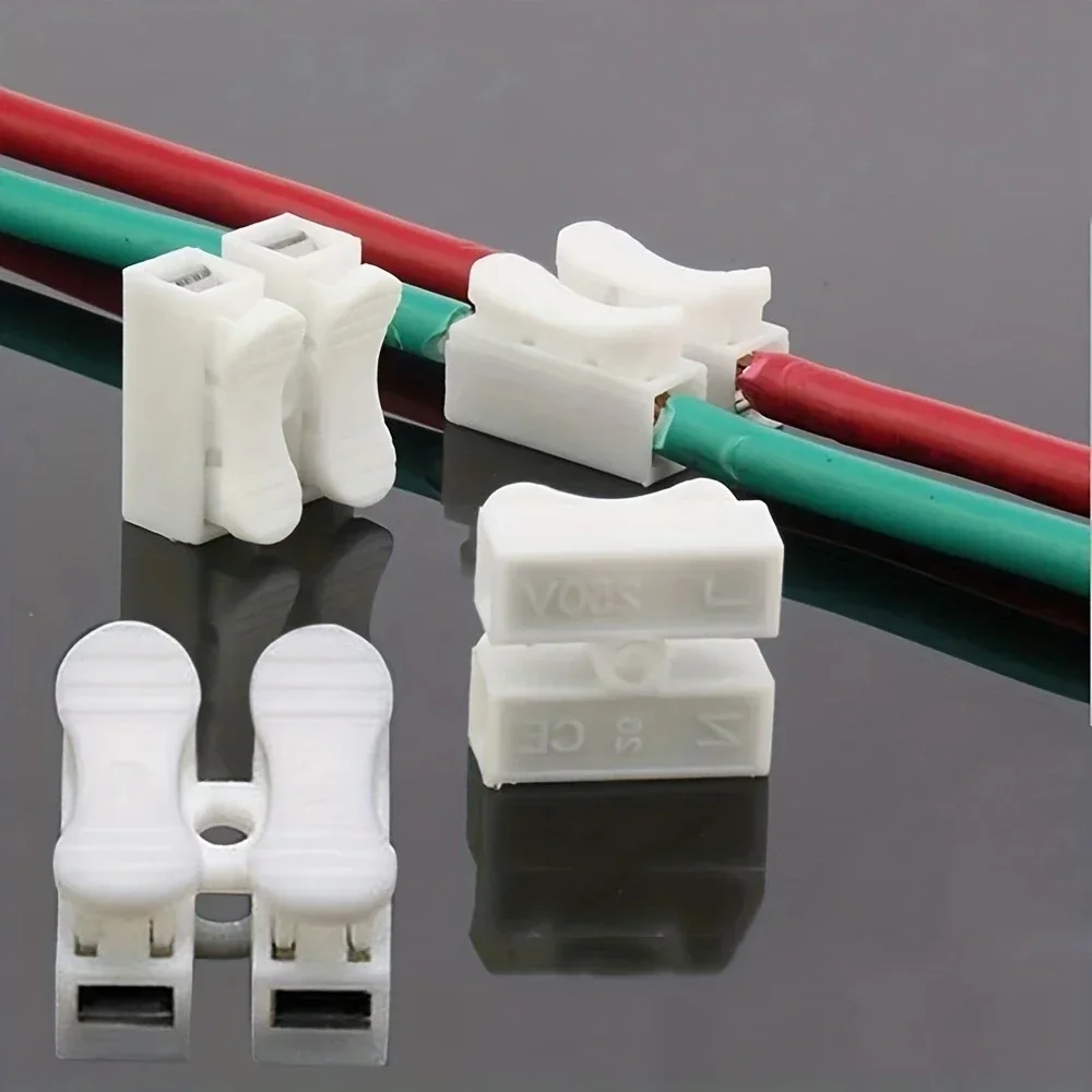 Wire connectors 20pcs Nenhuma solda solda r&aacute;pida 2P cabo fio conector nenhum parafuso bloco terminal bra&ccedil;adeira de mola