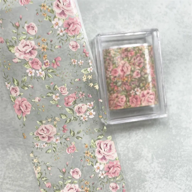 Nail stickers nail art decoration nail decals flower stickers 1Pc 100cm Flower Nail Foils Transfer Paper Floral Stickers Rose Nails Wraps Tulip Nail Art Decorations
