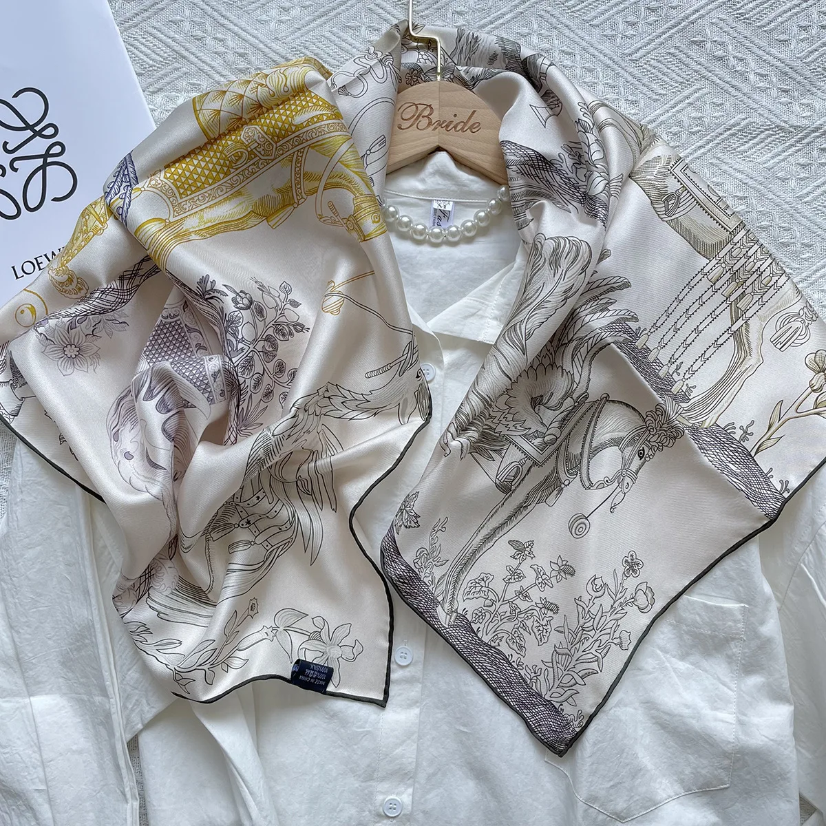 New Design 90cm Double Sided Constellation Pegasus 100% Silk Scarf Brand Square Scarf Women Shawl Hijab Foulard Bandana