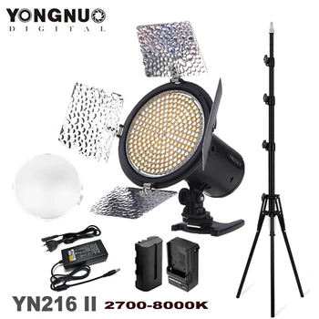 Yongnuo 이색 LED 비디오 필 라이트 조명 YN-216, DV DSLR 카메라 캐논 니콘 소니용, YN216 II, 24W, 2700-8000K