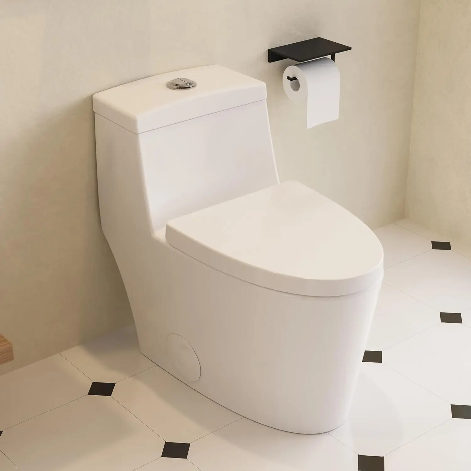 Elongated One-Piece Toilet Dual Flushing Toilet with 17" ADA Comfortable Chair Seat 0.8/1.28 GPF High-Efficiency Modern Toilet 2