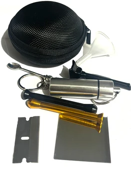 1 kit Fumo Kit para fumar tabacaria set Portatile - Borsa da serbatoio di stoccaggio, pipa, cucchiaio medicinale con portachiavi, borsa con cerniera, imbuto