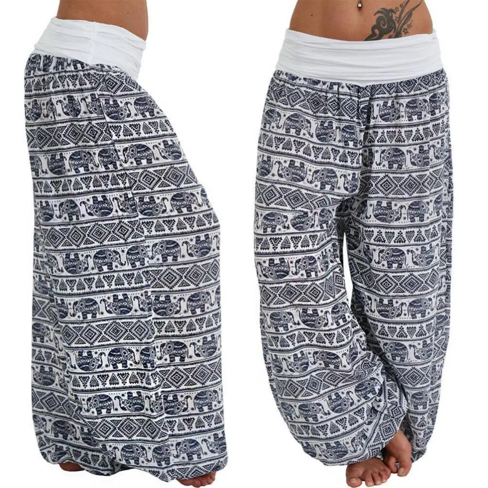 

Loose Casual Elastic Soft Women Pants Trousers Elephant Print Dance Harem Low Waist Plus Size Pantalon Femme