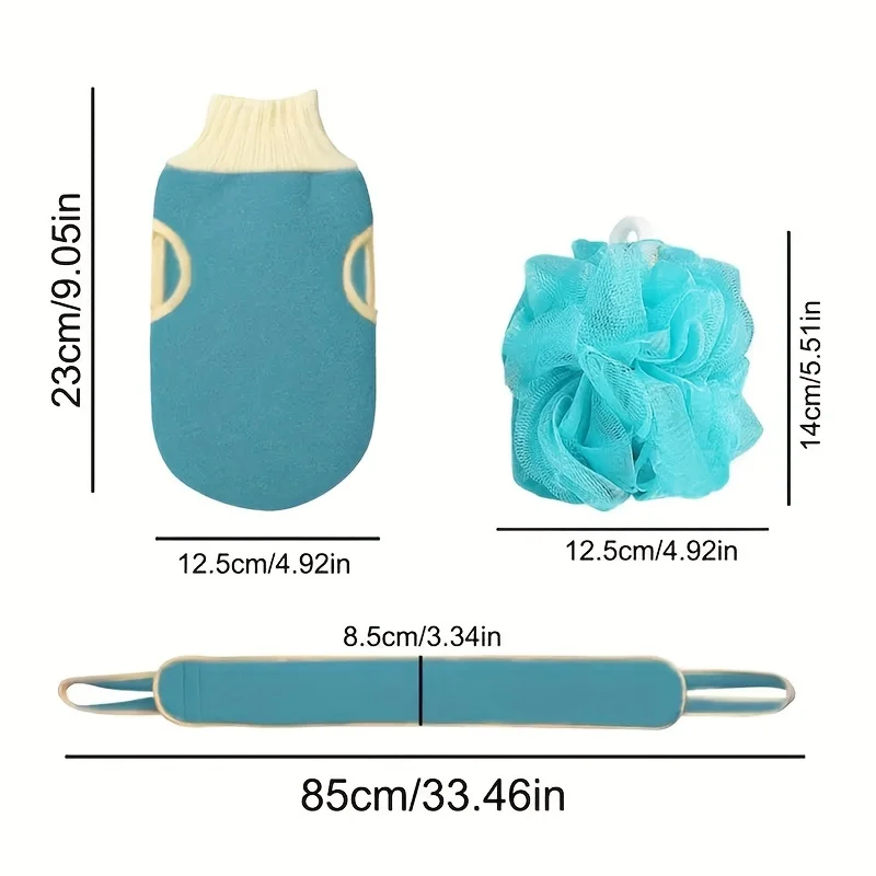 3 pieces of double-sided strong back rub towels, back rubbing strips, decontamination and mud rubbing long bath towels