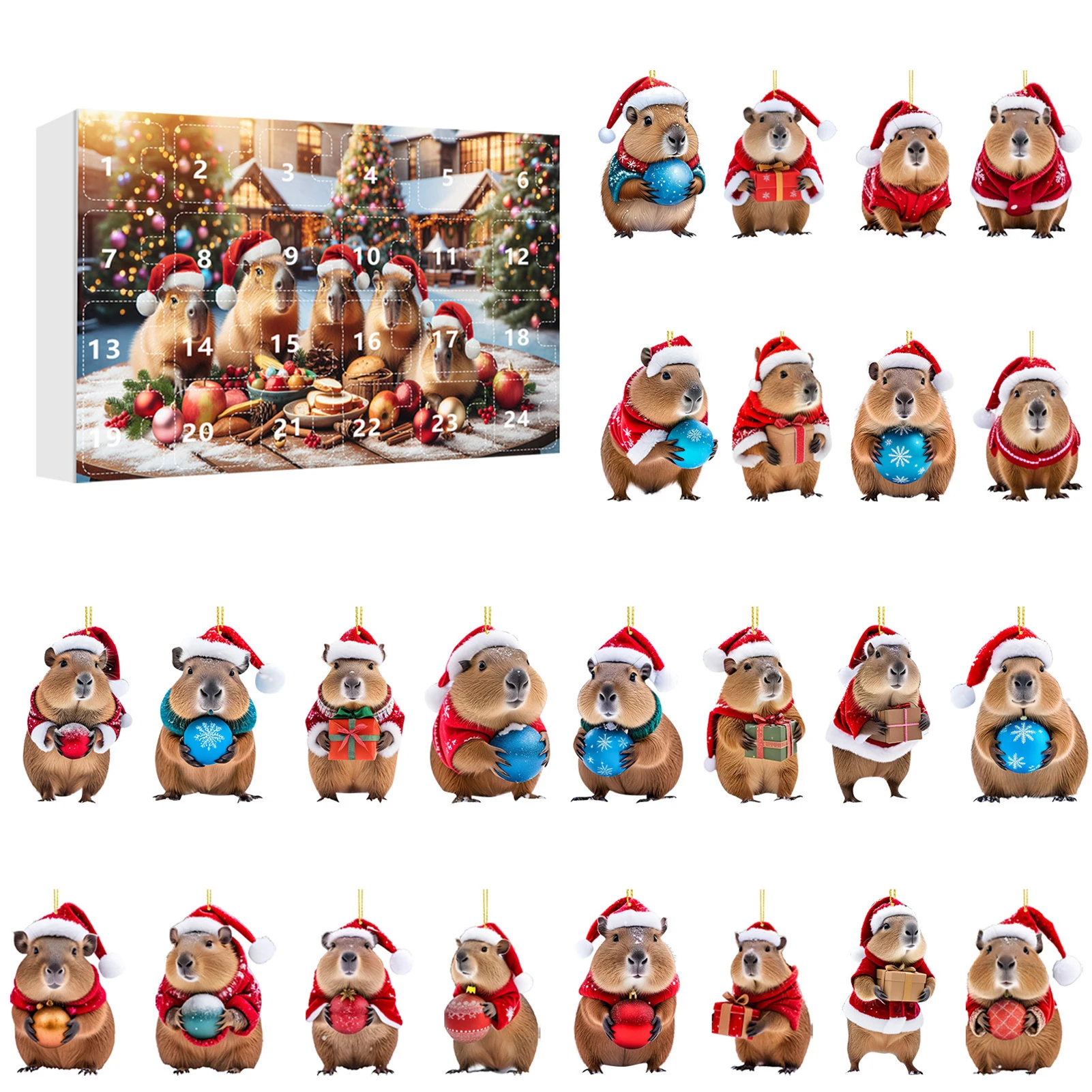24 Days Advents Calendar Acrylic For Diy Pendants Toys Advents Calendar Care Present Box For Holiday Festival Christmas Gift