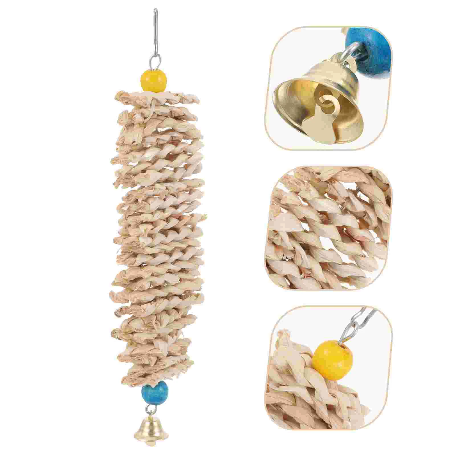 Hanging Parrot Toy Natural Corn Chew Toy Bite Resistant for Bird Pet Large Parakeet Cage